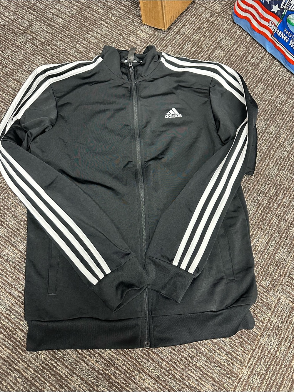 adidas Black Track Jacket with White Three-Stripes
